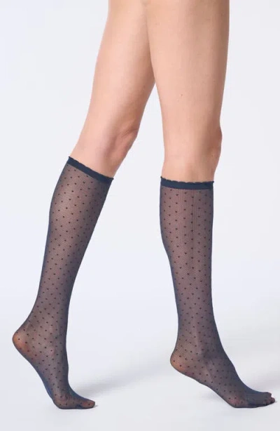 Oroblu Plumetis Knee High Tights In Blue