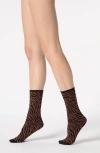 Oroblu Savage Crew Socks In Brown
