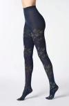 Oroblu Shaded Leaves Tights In Blue