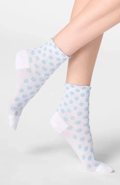 Oroblu Tiny Bloom Ankle Socks In Blue