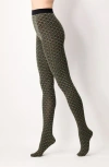 Oroblu Tiny Patterns Tights In Military/peony