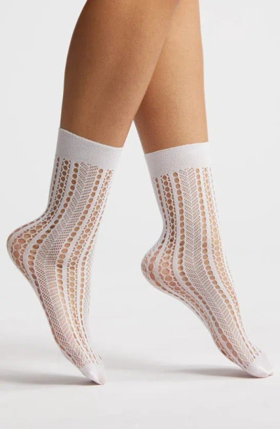 Oroblu Twins Assorted 2-pack Open Knit Crew Socks In White