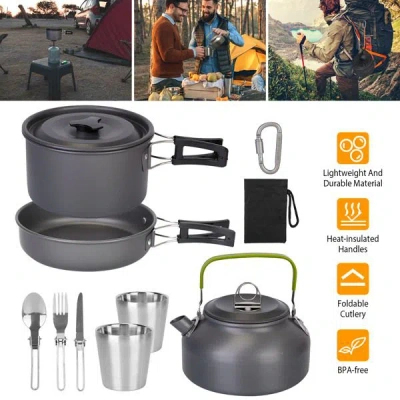Oroma 12pcs Camping Cookware Set Camping Stove Aluminum Pot Pans Kit For Hiking Picnic Outdoor With Cup Fo In Black