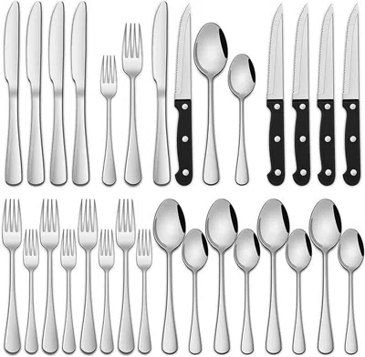 Oroma 24-piece Silverware Set With Steak Knives,flatware Set Service For 4 Person, Food-grade Stainless St