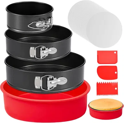 Oroma 4 7 9 Inch Springform Pan Set Of 3, Leakproof Cheesecake Pan With Protector, Nonstick Spring Form Pa In Black