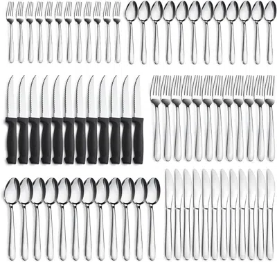 Oroma 72-pieces Silverware Set For 12, Flatware Set With Steak Knives, Stainless Steel Cutlery Set, Includ