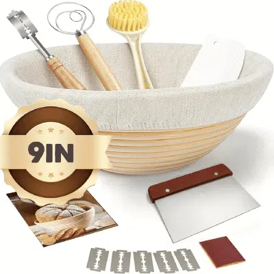Oroma Bread Proofing Basket, Sourdough Baking Supplies, Round 9-inch Sourdough Starter Kit, Anti-counterfe In Multi