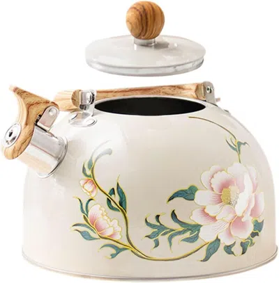 Oroma Kettle With Flower Pattern Portable Kitchen Water Kettle For Stovetop Quick Heating Sounding Easy To In Neutral