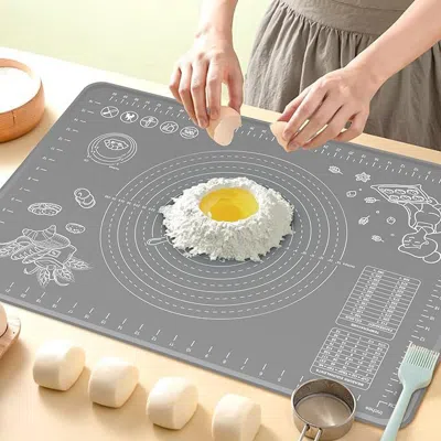 Oroma Silicone Baking Mat 32x24 Inch, Extra Thick Non-stick Pastry Mat With Measurements And Edge Heighten In Gray