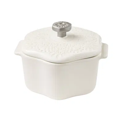 Oroma Stoneware 2 Cup Snowflake Cocotte With Lid, White