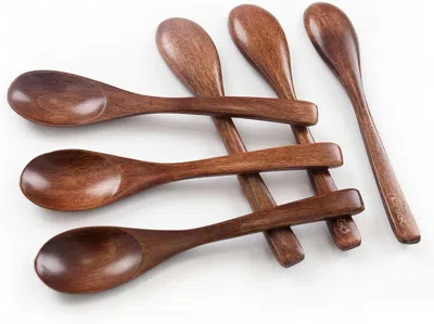 Oroma Wooden Spoons For Eating, 6pcs Small Wooden Soup Spoons For Honey Coffee Stirring Tea Jam Bath Salts