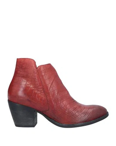 Oroscuro Woman Ankle Boots Rust Size 11 Calfskin In Red