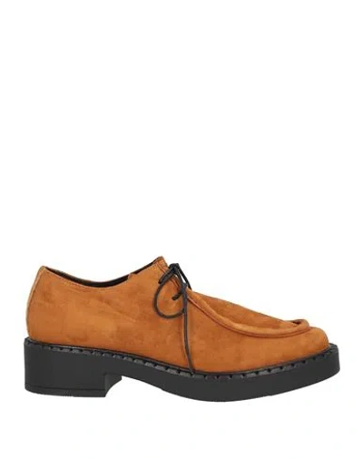 Oroscuro Woman Lace-up Shoes Tan Size 11 Soft Leather In Brown
