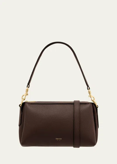 Oroton Alice Zip Leather Crossbody Bag In Brown