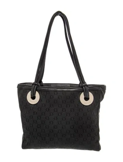 Pre-owned Oroton Canvas Top Handle Bag In Black