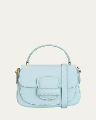 Oroton Carter Mini Flap Leather Shoulder Bag In Blue
