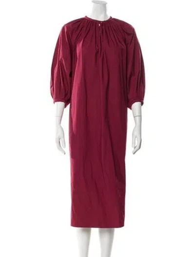Pre-owned Oroton Crew Neck Long Dress In Red