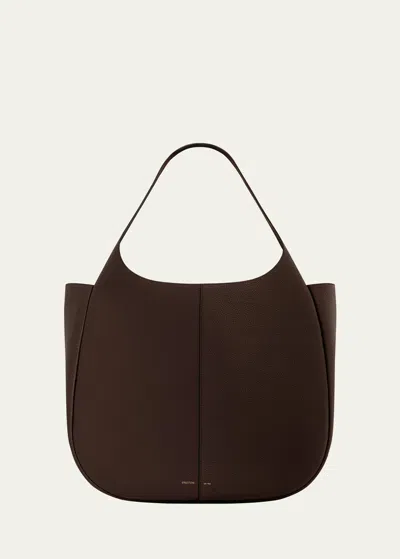 Oroton Emilia Large Leather Tote Bag In Brown
