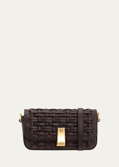 Oroton Etta Collectable Woven Leather Crossbody Bag In Black