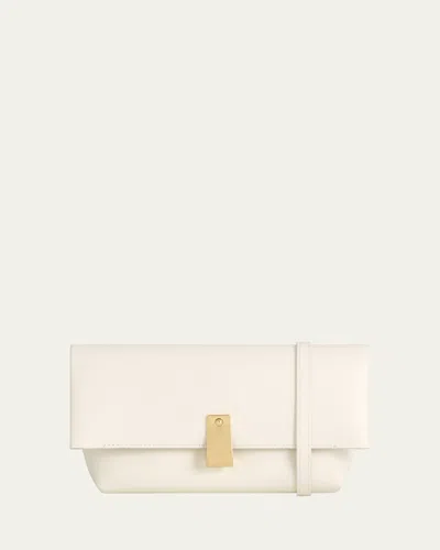 Oroton Etta Medium Flap Leather Shoulder Bag In Antique Cream