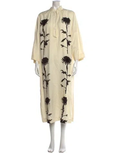 Pre-owned Oroton Floral Print Long Dress In Neutral