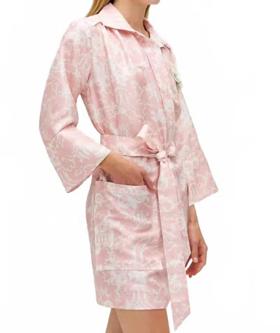 Oroton Garden Toile Embellished Mini Dress In Peony In Pink