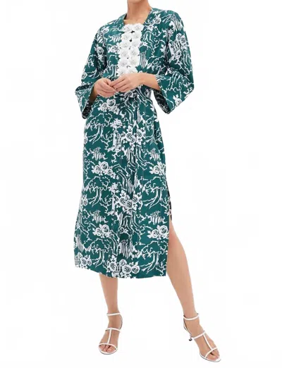Oroton Garden Toile Tunic Maxi Dress In Ivy In Green