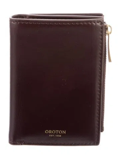 Pre-owned Oroton Leather Bifold Wallet In Black
