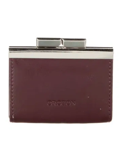 Pre-owned Oroton Leather Coin Pouch In Burgundy