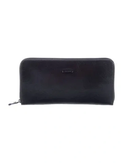 Pre-owned Oroton Leather Continental Wallet In Black