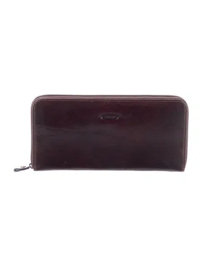 Pre-owned Oroton Leather Continental Wallet In Brown