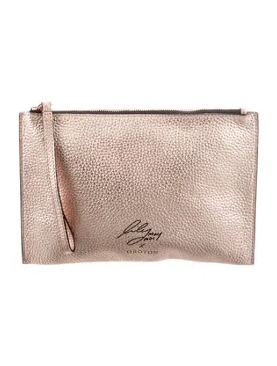 Pre-owned Oroton Leather Cosmetic Bag In Gold
