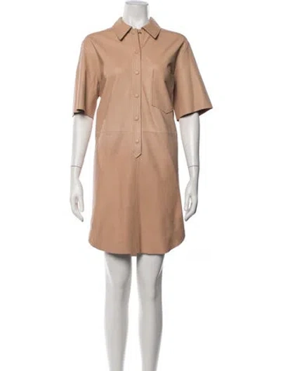 Pre-owned Oroton Leather Mini Dress In Neutrals