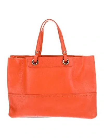 Pre-owned Oroton Leather Top Handle Bag In Orange