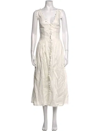Pre-owned Oroton Linen Midi Length Dress In Neutrals