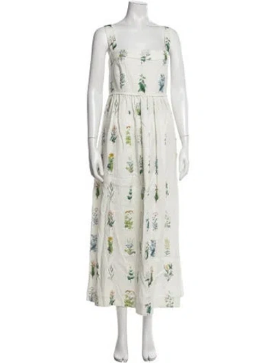 Pre-owned Oroton Linen Midi Length Dress W/ Tags In Neutrals