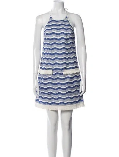 Pre-owned Oroton Linen Mini Dress In Blue
