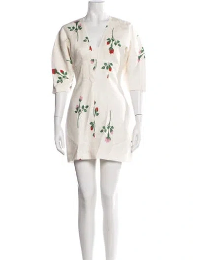 Pre-owned Oroton Linen Mini Dress In Neutral