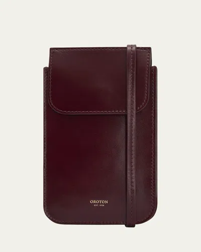 Oroton Margot Phone Leather Crossbody Bag In Currant