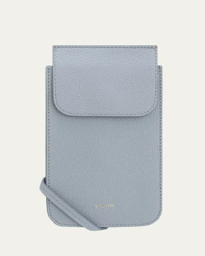 Oroton Margot Phone Leather Crossbody Bag In Blue
