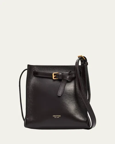 Oroton Margot Tiny Leather Bucket Bag In Brown