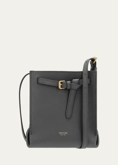 Oroton Margot Tiny Leather Bucket Bag In Dark Slate