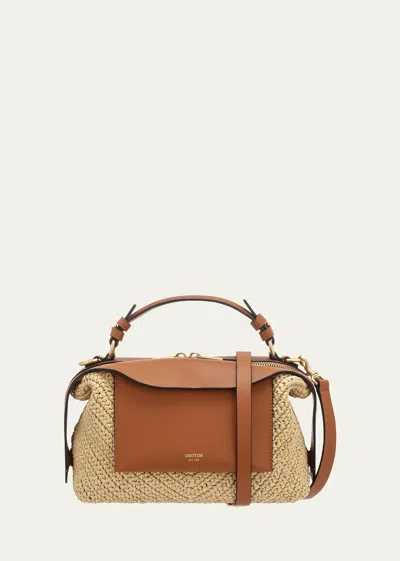 Oroton Mica Crochet Zip Crossbody Bag In Naturalamber