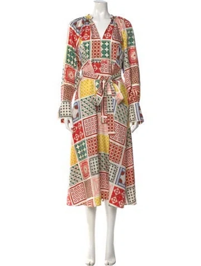 Pre-owned Oroton Silk Long Dress W/ Tags In Red
