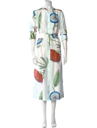 Pre-owned Oroton Silk Long Dress W/ Tags In White