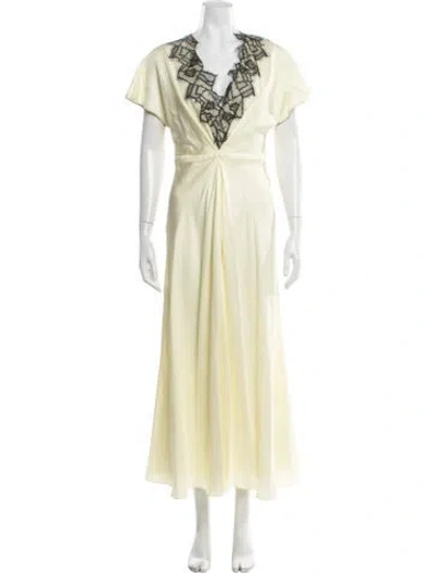 Pre-owned Oroton Silk Long Dress In Yellow