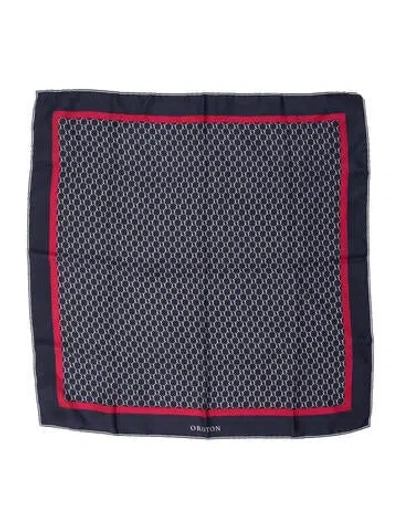 Pre-owned Oroton Silk Printed Scarf In Blue