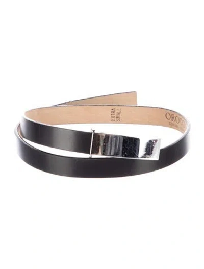 Pre-owned Oroton Skinny Leather Belt In Black
