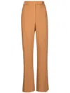 Oroton Pleated Crepe Wide-leg Pants In Brown