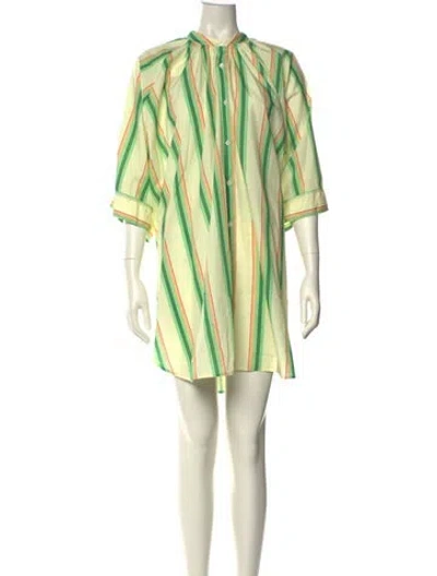 Pre-owned Oroton Striped Knee-length Dress In Green